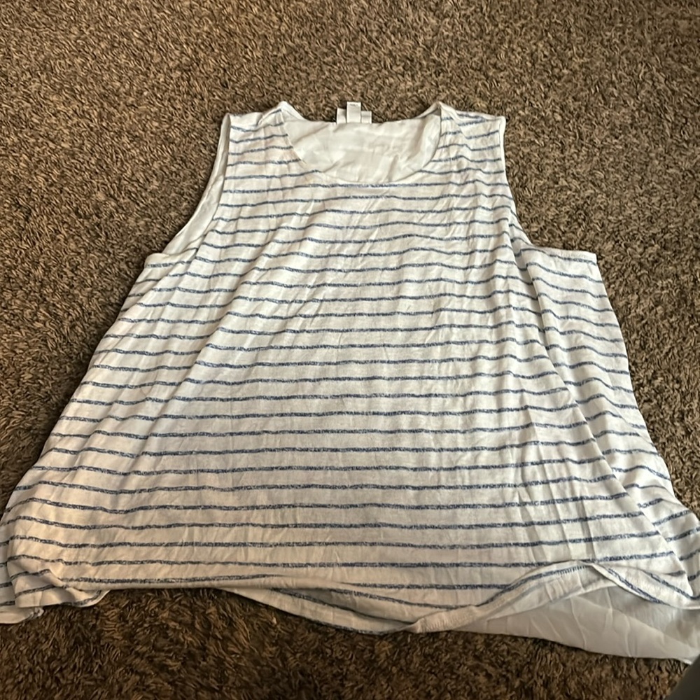 Cream and navy striped tank top